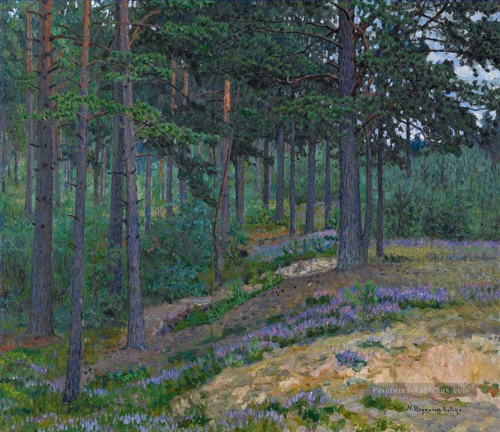 BLUEBELLS Nikolay Bogdanov Belsky bois paysage d’arbres Peintures à l'huile